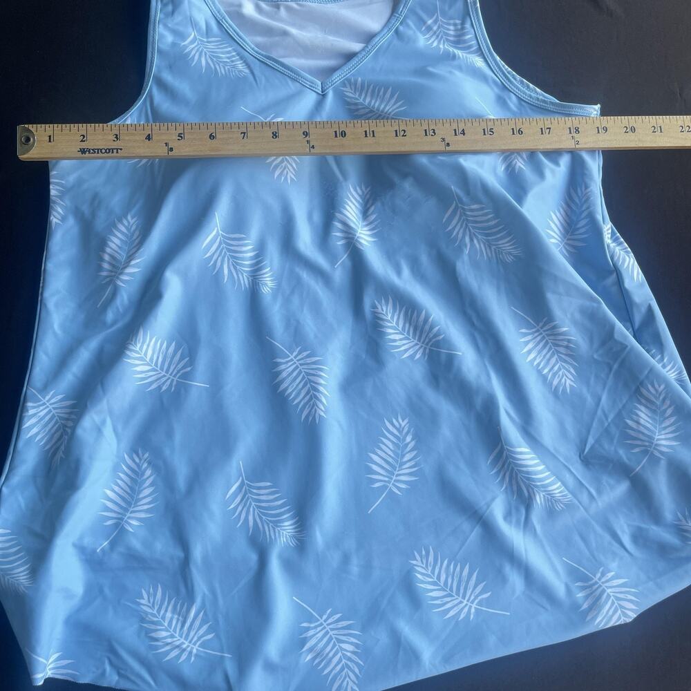 UV Skinz Tank Top Womens XL Blue UPF 50+ Sunwear V-Neck Lined Palm Print - Picture 12 of 13